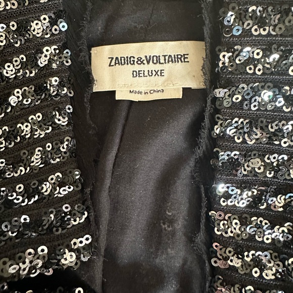 Zadig & Voltaire Black Sequin Open Blazer Size Small - Picture 3 of 10